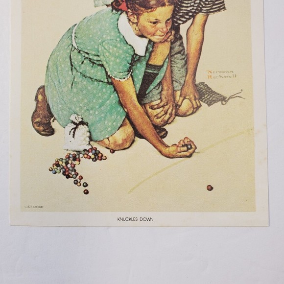 2 Norman Rockwell Lithographs 1972 Golden Days Knuckles Down Orgnl Envelope 5x7 - Picture 9 of 12